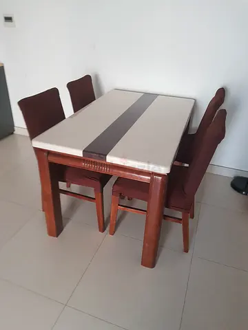 Wooden dining table with 4 chairs - good condition