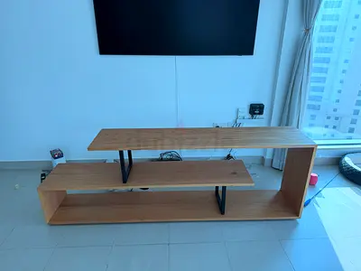 Modern L-shaped Wooden TV Stand / Entertainment Unit red oak wood