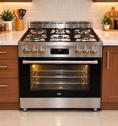 Beko Stainless Steel top 6-Burner Gas oven electric Range like new condition