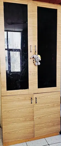 Solid wooden cabinet with glass doors 86.5*39.5 inches! The tint on the glass can be removed