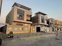 Classic-style villa for sale in Ajman, Al Helio 2 area. Features 6 bedrooms, a majlis, a living room