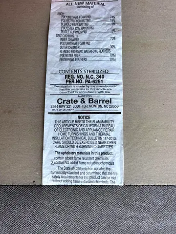 Crate and barrel axis corner sofa feather filled