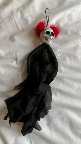 Halloween Clown Skull Hanging Decor with Red Fur Ears
