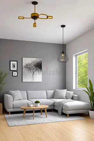 Modern light gray L shaped 3 seater corner sofa