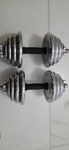 Pair of adjustable chrome 12.5kg dumbbells (weight plates included)