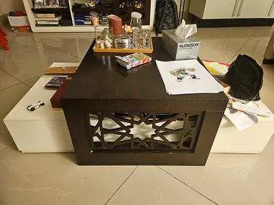 Centre Table brown and white wood