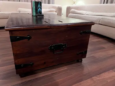 Vintage Style Wooden Trunk Coffee Table