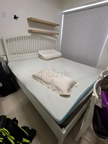 Ikea TYSSEDAL King Size bed with MORGEDAL Matress and Tempur memory foam topper