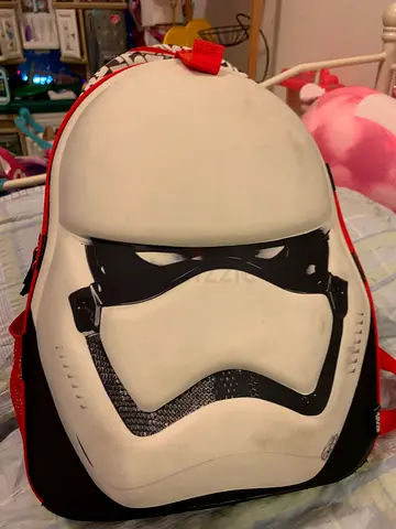 Star Wars , Disney , from France ,White hard-shell school backpack with red trim - used