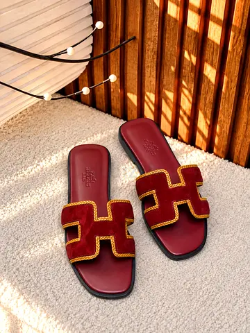 Red Suede Women's Slide Sandals - Size Unknown