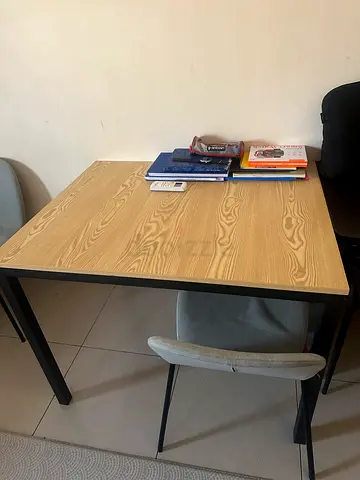 Wooden study desk with metal frame - good condition