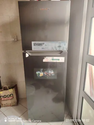 Used double-door Nikai fridge freezer - almost new condition. Minimum usage. 243ltr. 160cm height
