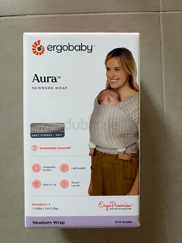 Ergobaby Aura Newborn Wrap, Grey Stripes Knit