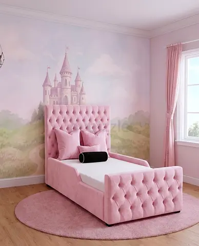 Brand New Single Size Luxury Fabric Bed With Mattress Modern Design