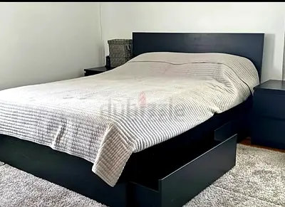 Ikea king size bed with mattress and storage drawers