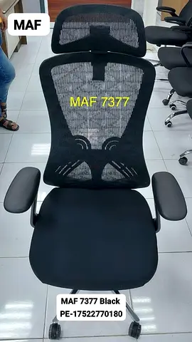 Ergonomic Office Chair MAF 7377 - Black, Mesh Back with Headrest