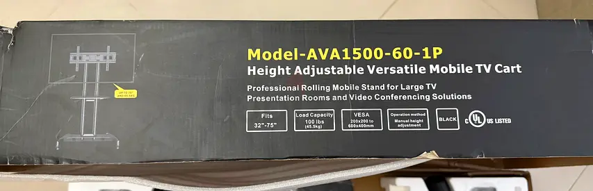 Height Adjustable Mobile TV Cart Stand - Fits 32"–75" TVs