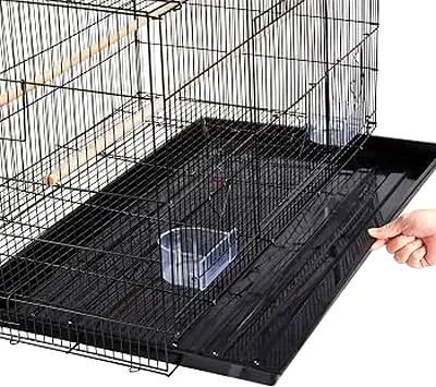 Large black metal bird/rodent cage with removable tray - excellent condition