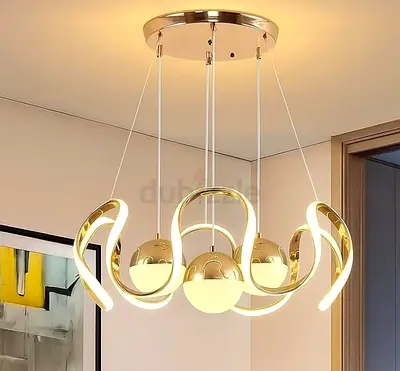 Modern LED Pendant Chandelier - Gold Finish, 3 Light Decorative Fixture