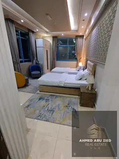 Furnished Studio For Rent Ajman Corniche Baren Bldg | Separate Kitchen All Bills Inc | AED 3500 Mont