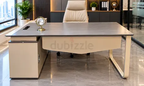 Executive Office Desk with Matching Mobile Pedestal and Chair - Modern