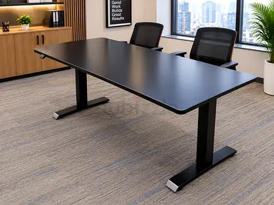 IKEA Black electric height-adjustable Office Table / Conference Desk - Steel Legs