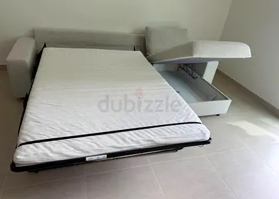 Modern Light beige Sofa Bed with Built-in Storage