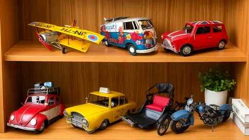 Metal Die-Cast Retro Vehicle Toy Set – 7 Collectible Models