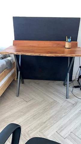 Live Edge Wood Study Table with Metal Legs