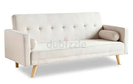 Light Beige 3-Seater Sofa with Wooden Legs - Excelente Condition