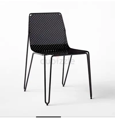 Modern Black Metal Dining Chair - Stackable, Minimal Design