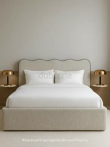 WinkSleep upholstered bed frame with curved headboard - queen size