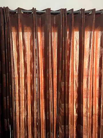 Brown patterned curtain panels - set of 9 (ready to hang)