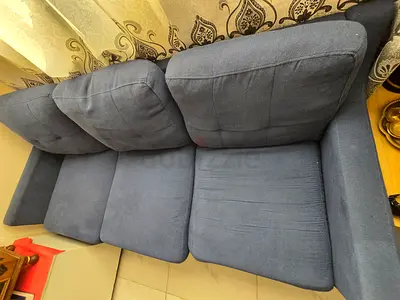 Blue 3-Seater Fabric Sofa in Good Condition