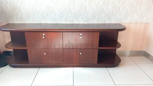 Wooden TV Stand / Entertainment Unit - 4 Drawers, Open Shelves