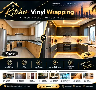 Kitchen Vinyl Wrapping Service — Cabinet & Surface Renovation (Dubai)