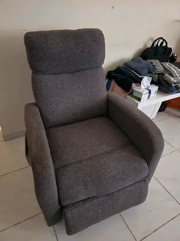 Comfortable Grey Fabric Manual Recliner Chair