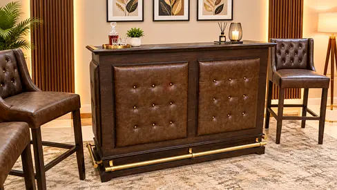 Beautiful Modern Design Bar Counter With Leather Chairs
