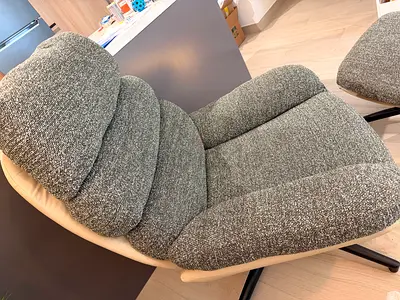 Modern armchair with ottoman — light beige olive green