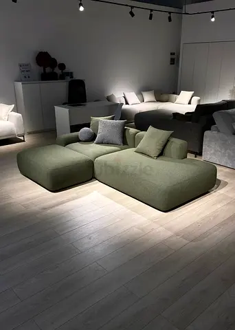 Modern Olive Green Low Profile Sectional Sofa