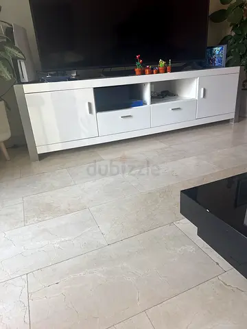 Large White glossy TV unit / entertainment center with storage
