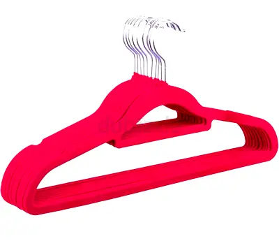 Set of 50 Pink Velvet Non-Slip Clothes Hangers - Space Saving