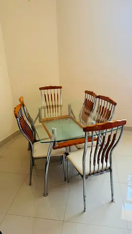 Glass Top Dining Table with 6 Matching Chairs