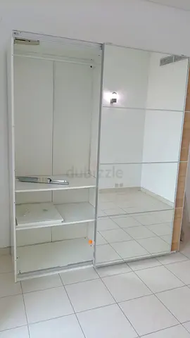White Sliding Wardrobe with Full-Length Mirror - Good Condition