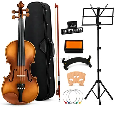 4/4 Full Size Antique Brown Violin Complete Set with Case & Music Stand