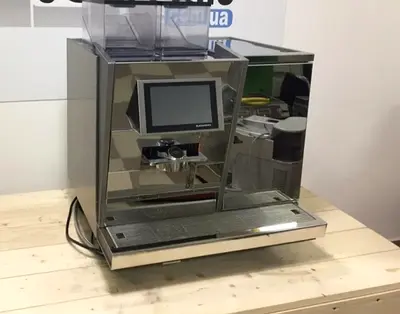 Used Black White Automatic Commercial Coffee Machine with Dual Hoppers, very good condition,