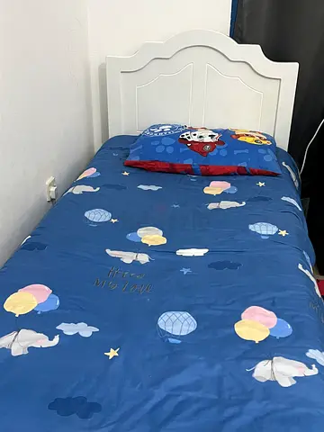2 Single kid's bed ( pottery barn) frame with mattress and bedding - good condition