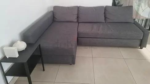 Grey 3-seater Sofa Bed with Chaise — Good Condition