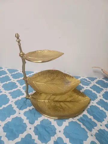 Brass Leaf Serving Tray Set - Decorative Multi-Leaf Platter