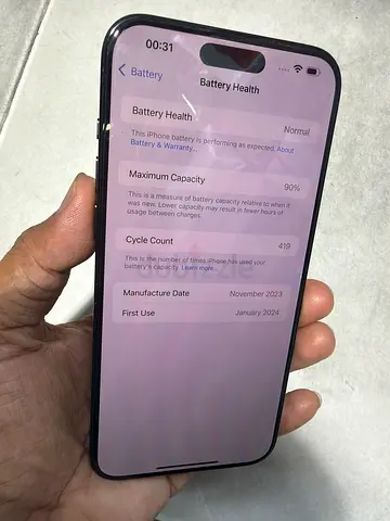 iPhone 15pro Max 256GB Black TDRA 90% battery